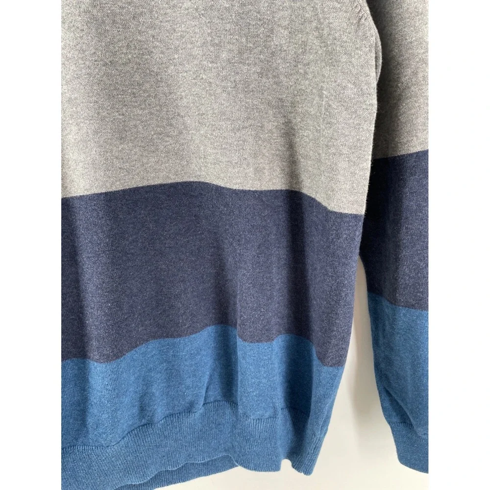 Banana‎ Republic Colorblock Sweater Mens Large Blue Grey 100% Cotton Preppy